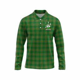 Donohue Irish Clan Tartan Long Sleeve Polo Shirt with Coat of Arms
