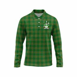 Haly Irish Clan Tartan Long Sleeve Polo Shirt with Coat of Arms