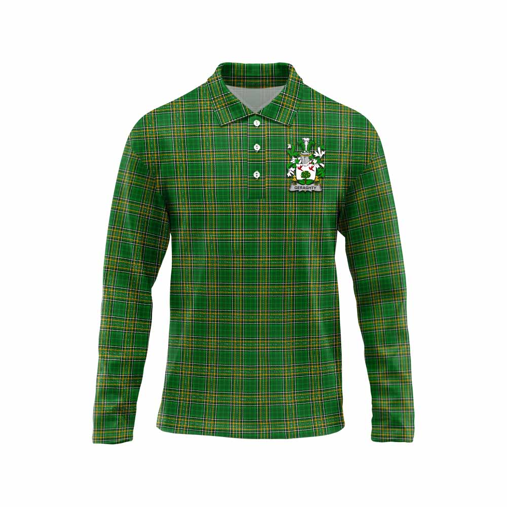 Geraghty Irish Clan Tartan Long Sleeve Polo Shirt with Coat of Arms