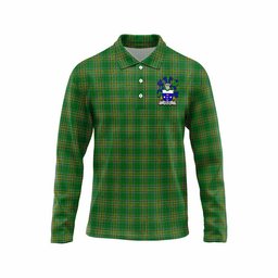 Dolan Irish Clan Tartan Long Sleeve Polo Shirt with Coat of Arms