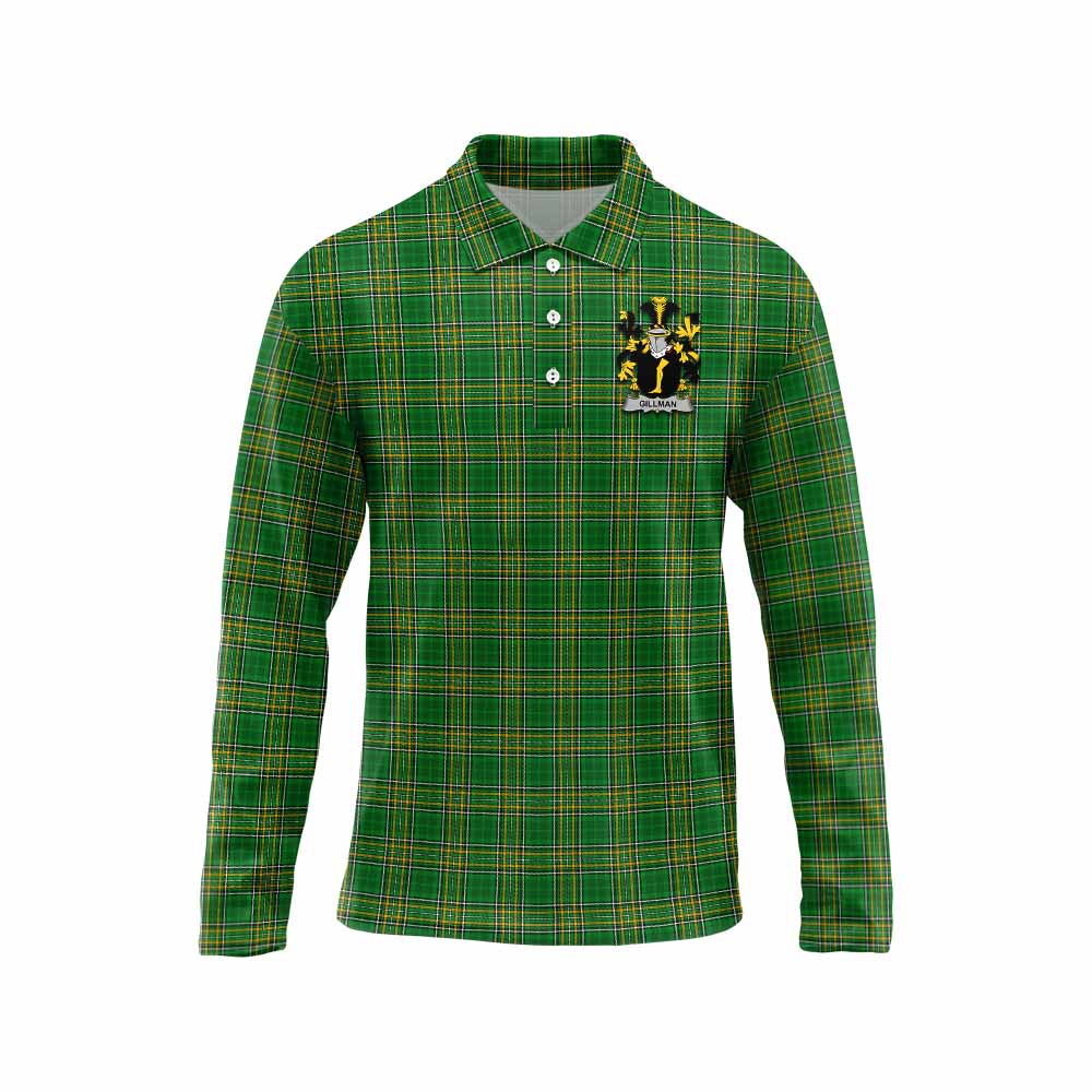 Gillman Irish Clan Tartan Long Sleeve Polo Shirt with Coat of Arms
