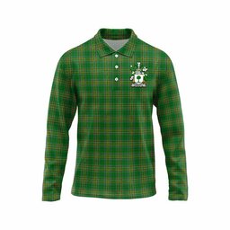 Finnerty Irish Clan Tartan Long Sleeve Polo Shirt with Coat of Arms