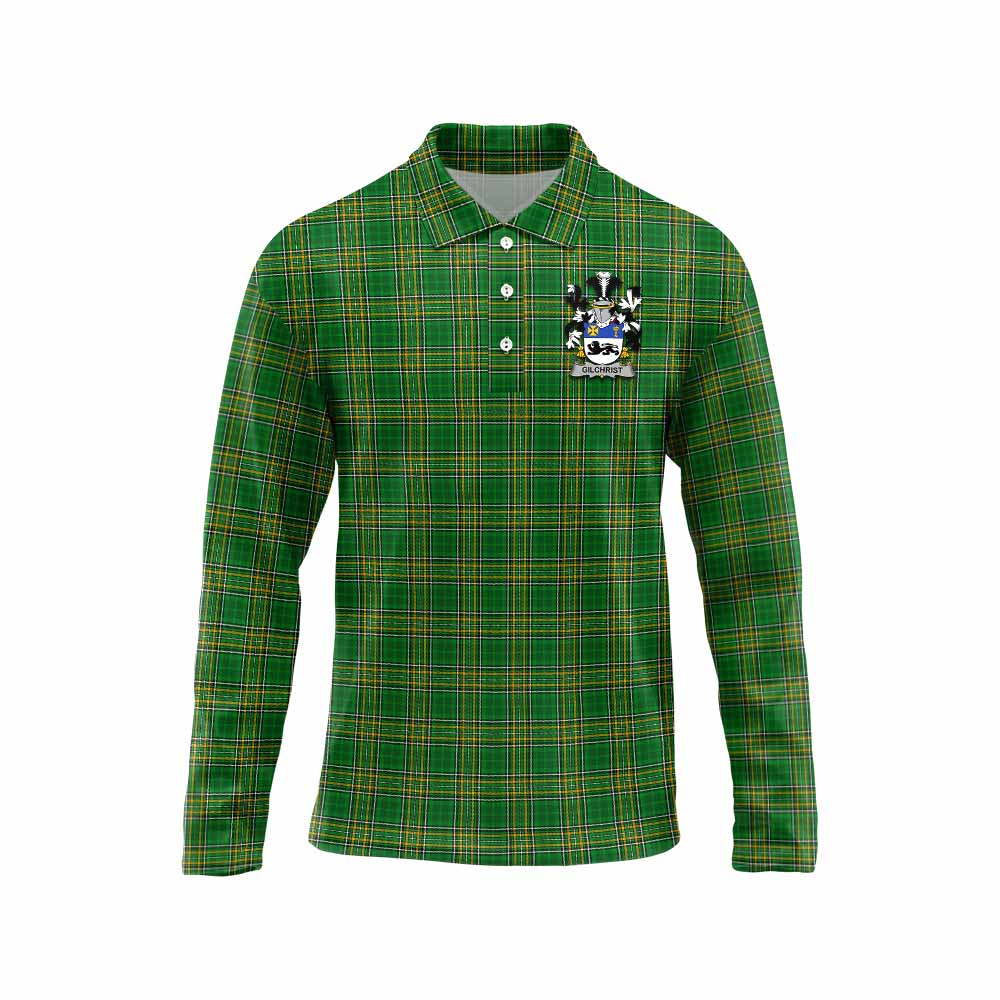 Gilchrist Irish Clan Tartan Long Sleeve Polo Shirt with Coat of Arms