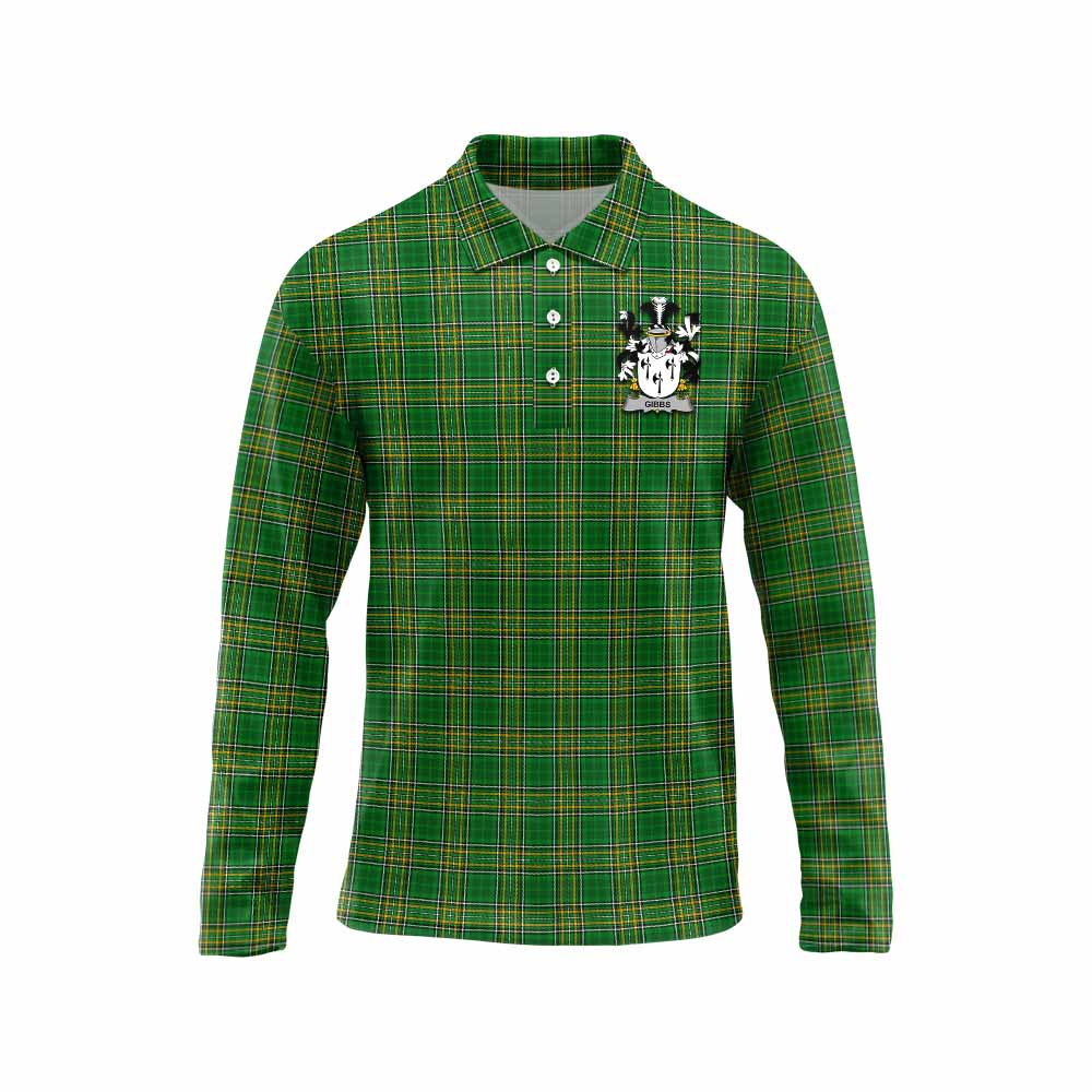 Gibbs Irish Clan Tartan Long Sleeve Polo Shirt with Coat of Arms