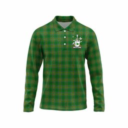 Droney Irish Clan Tartan Long Sleeve Polo Shirt with Coat of Arms
