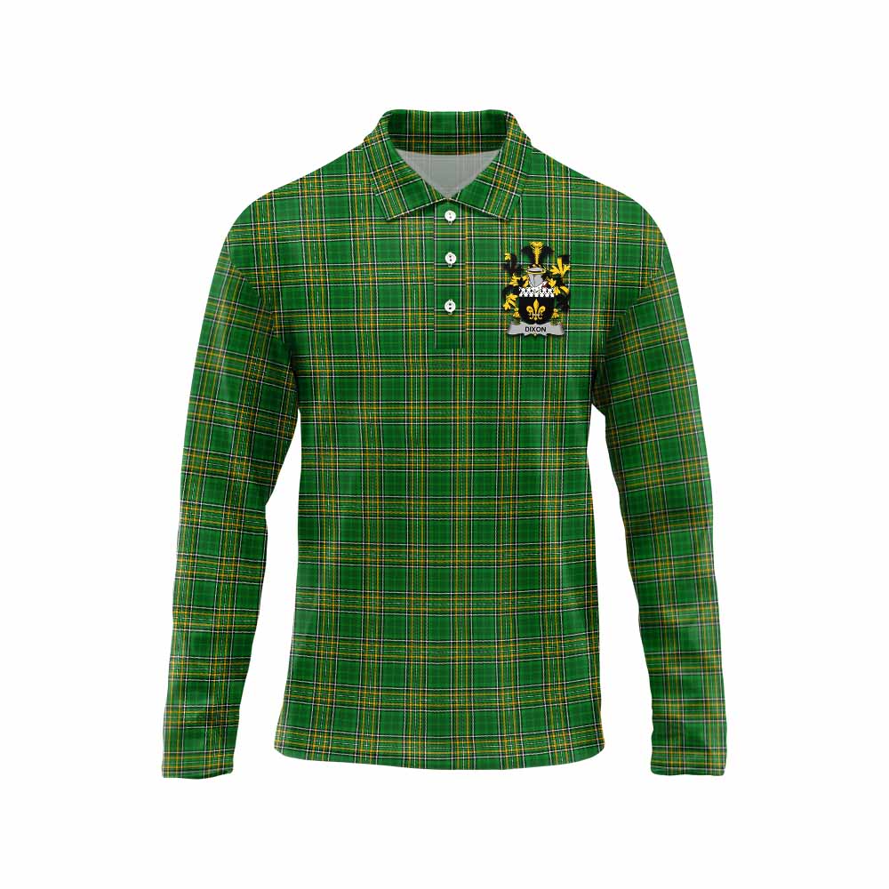 Dixon Irish Clan Tartan Long Sleeve Polo Shirt with Coat of Arms