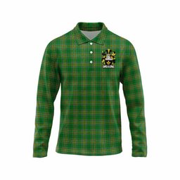 Dixon Irish Clan Tartan Long Sleeve Polo Shirt with Coat of Arms