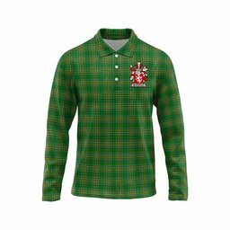 McMorogh Irish Clan Tartan Long Sleeve Polo Shirt with Coat of Arms