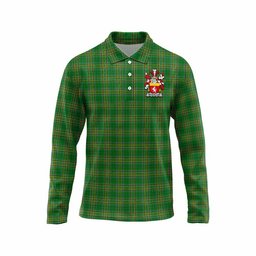 McQuillan Irish Clan Tartan Long Sleeve Polo Shirt with Coat of Arms