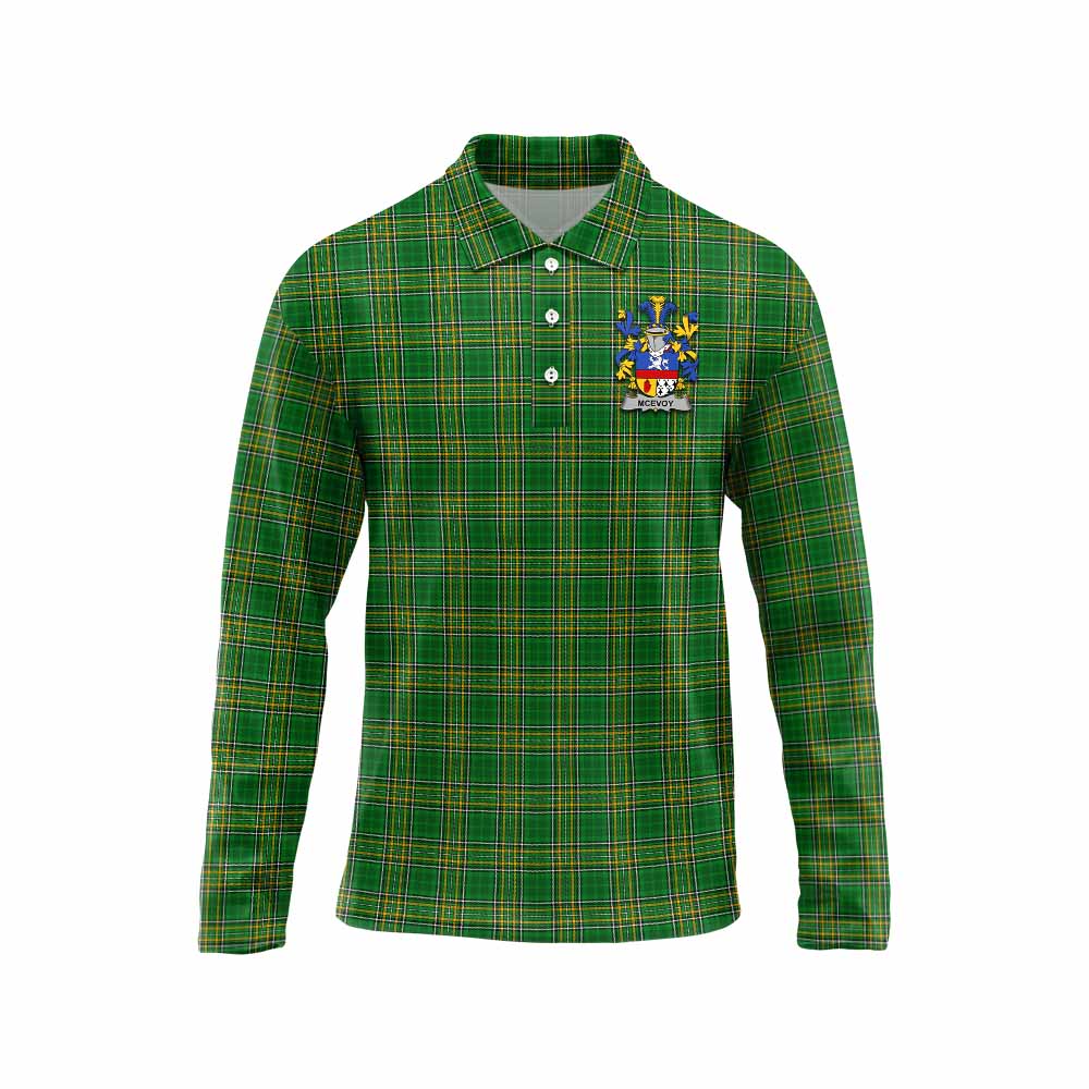 McEvoy Irish Clan Tartan Long Sleeve Polo Shirt with Coat of Arms