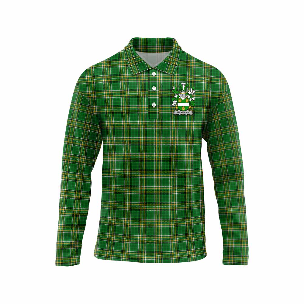McKenna Irish Clan Tartan Long Sleeve Polo Shirt with Coat of Arms