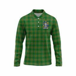 Mullins Irish Clan Tartan Long Sleeve Polo Shirt with Coat of Arms