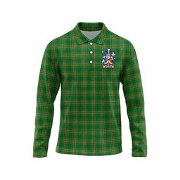 Holligan Irish Clan Tartan Long Sleeve Polo Shirt with Coat of Arms