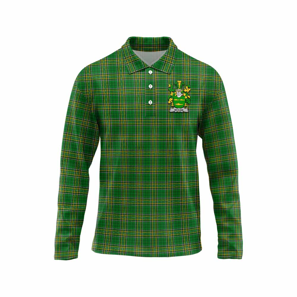 McCain Irish Clan Tartan Long Sleeve Polo Shirt with Coat of Arms