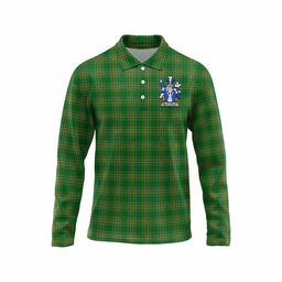 McElligott Irish Clan Tartan Long Sleeve Polo Shirt with Coat of Arms