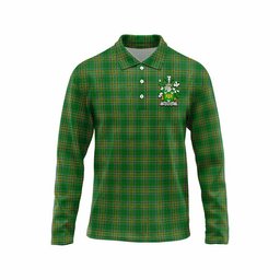Kilkelly Irish Clan Tartan Long Sleeve Polo Shirt with Coat of Arms