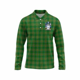 McAuliffe Irish Clan Tartan Long Sleeve Polo Shirt with Coat of Arms