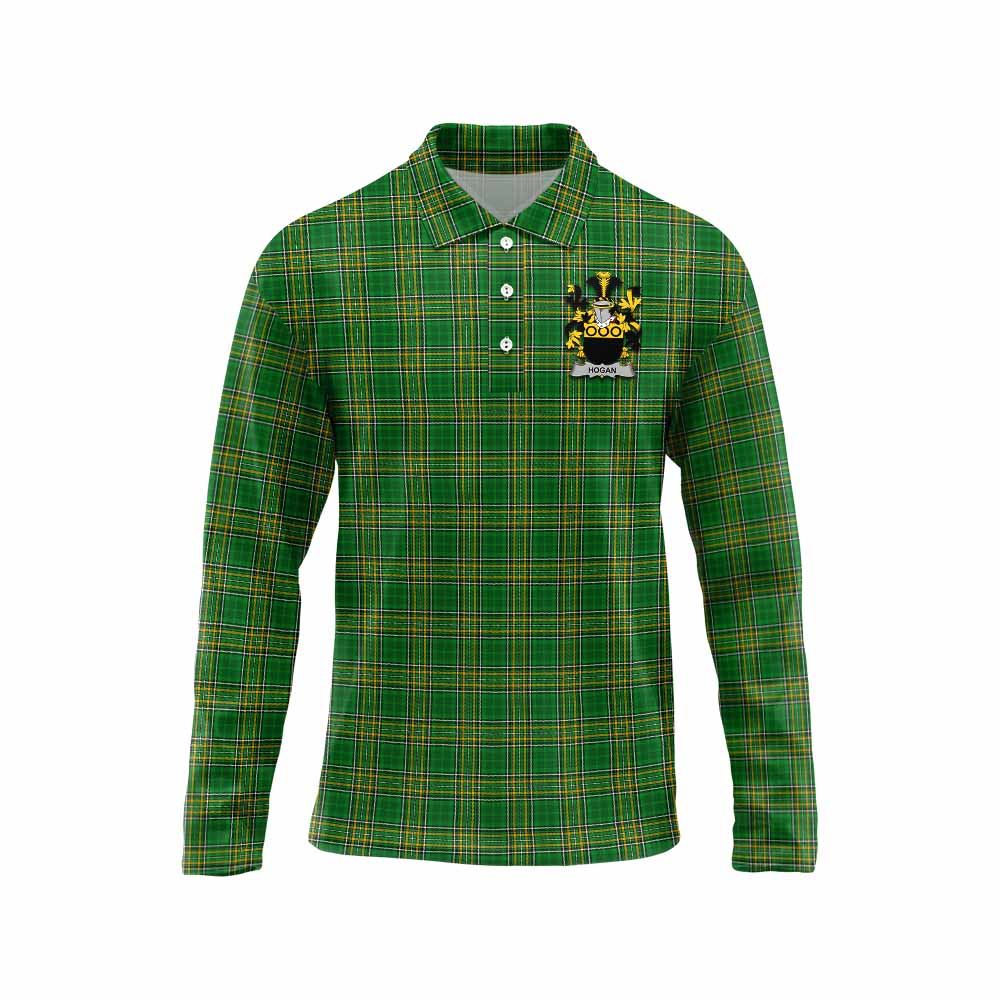 Hogan Irish Clan Tartan Long Sleeve Polo Shirt with Coat of Arms