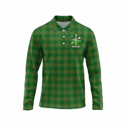 Meldon Irish Clan Tartan Long Sleeve Polo Shirt with Coat of Arms