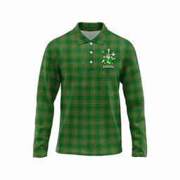 McGettigan Irish Clan Tartan Long Sleeve Polo Shirt with Coat of Arms