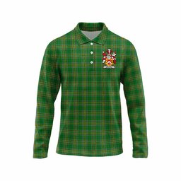 Malpas Irish Clan Tartan Long Sleeve Polo Shirt with Coat of Arms