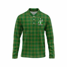 McGlinchy Irish Clan Tartan Long Sleeve Polo Shirt with Coat of Arms