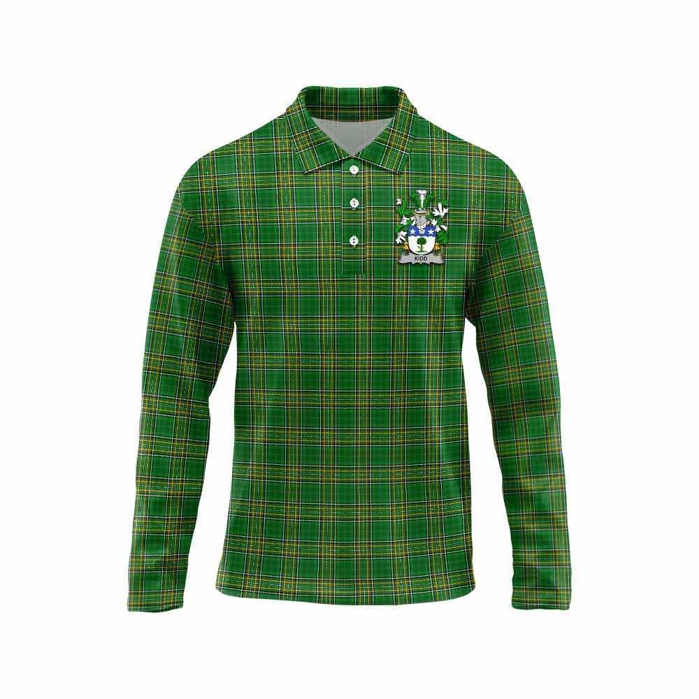 Kidd Irish Clan Tartan Long Sleeve Polo Shirt with Coat of Arms