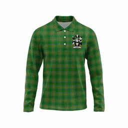 Lowry Irish Clan Tartan Long Sleeve Polo Shirt with Coat of Arms