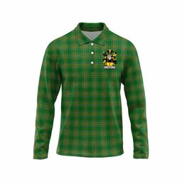 Kyle Irish Clan Tartan Long Sleeve Polo Shirt with Coat of Arms