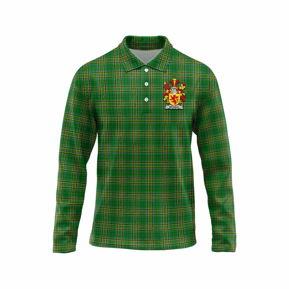 McHale Irish Clan Tartan Long Sleeve Polo Shirt with Coat of Arms
