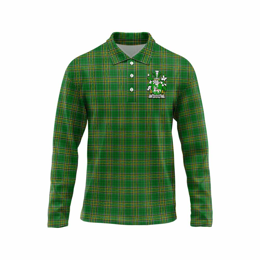 McGuire Irish Clan Tartan Long Sleeve Polo Shirt with Coat of Arms