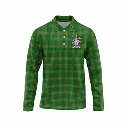 Hoolihan Irish Clan Tartan Long Sleeve Polo Shirt with Coat of Arms