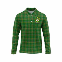 McGuiness Irish Clan Tartan Long Sleeve Polo Shirt with Coat of Arms