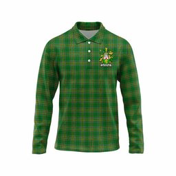 McCartan Irish Clan Tartan Long Sleeve Polo Shirt with Coat of Arms