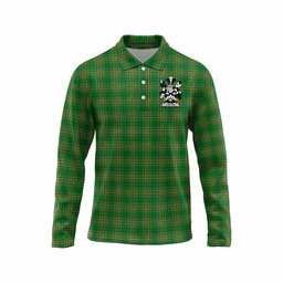 Loftus Irish Clan Tartan Long Sleeve Polo Shirt with Coat of Arms