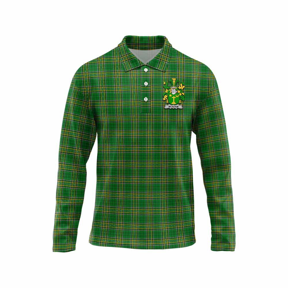 McAdam Irish Clan Tartan Long Sleeve Polo Shirt with Coat of Arms