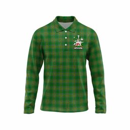 McNulty Irish Clan Tartan Long Sleeve Polo Shirt with Coat of Arms
