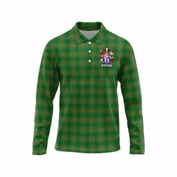 Mulrony Irish Clan Tartan Long Sleeve Polo Shirt with Coat of Arms