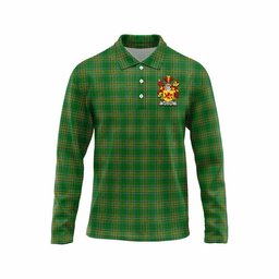 Mallory Irish Clan Tartan Long Sleeve Polo Shirt with Coat of Arms