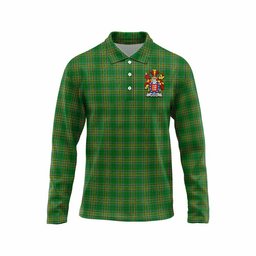 Meara Irish Clan Tartan Long Sleeve Polo Shirt with Coat of Arms