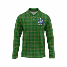 McDonnell Irish Clan Tartan Long Sleeve Polo Shirt with Coat of Arms