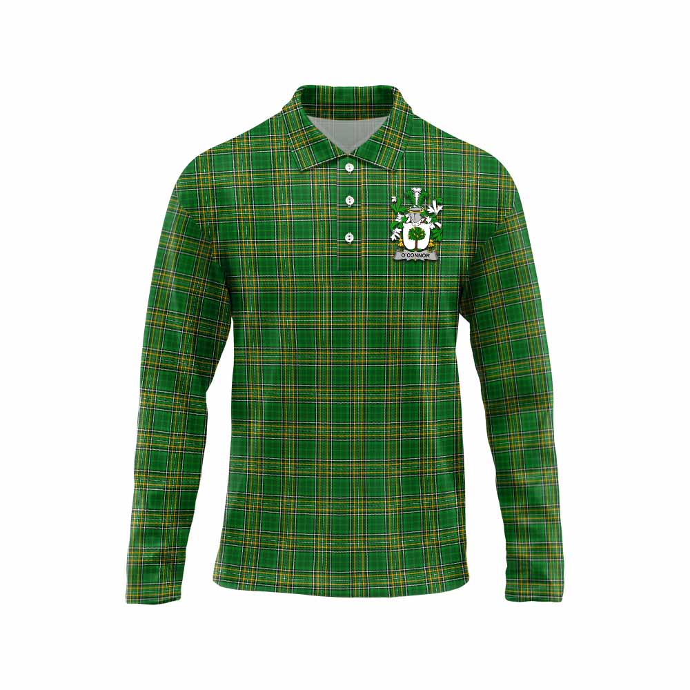 O'Connor (Faly) Irish Clan Tartan Long Sleeve Polo Shirt with Coat of Arms