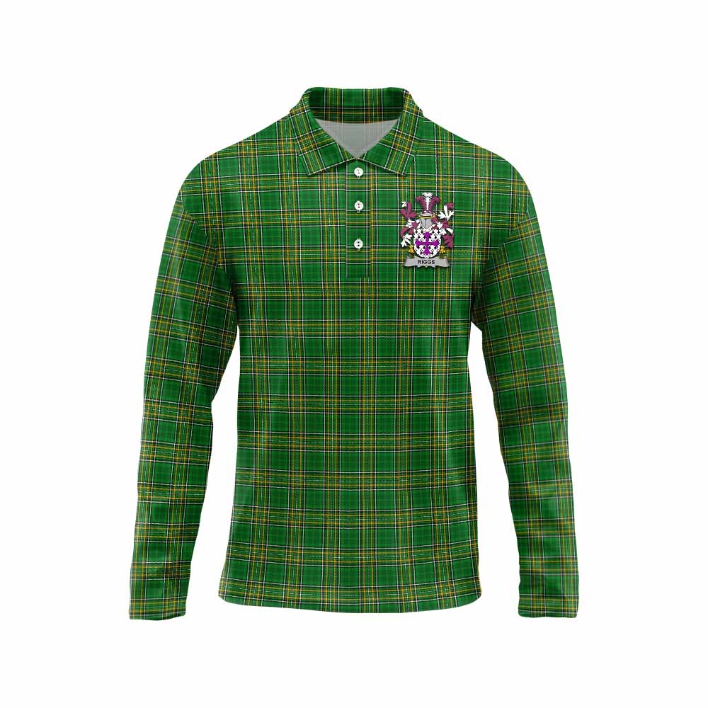 Riggs Irish Clan Tartan Long Sleeve Polo Shirt with Coat of Arms