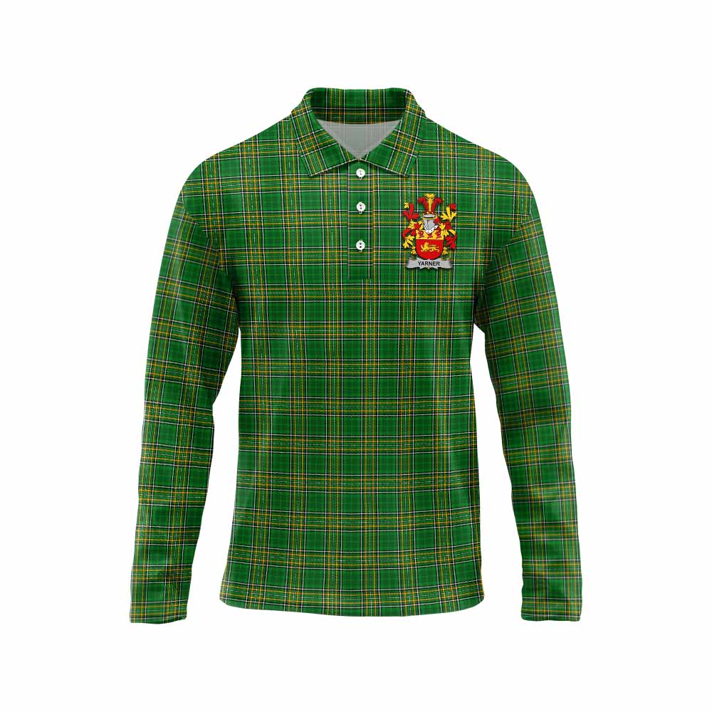 Yarner Irish Clan Tartan Long Sleeve Polo Shirt with Coat of Arms