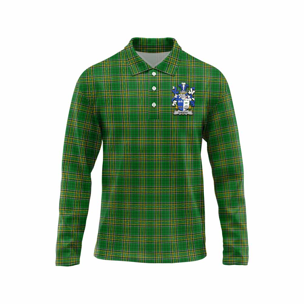 Sheehy Irish Clan Tartan Long Sleeve Polo Shirt with Coat of Arms