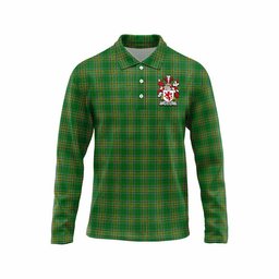 Talbot Irish Clan Tartan Long Sleeve Polo Shirt with Coat of Arms