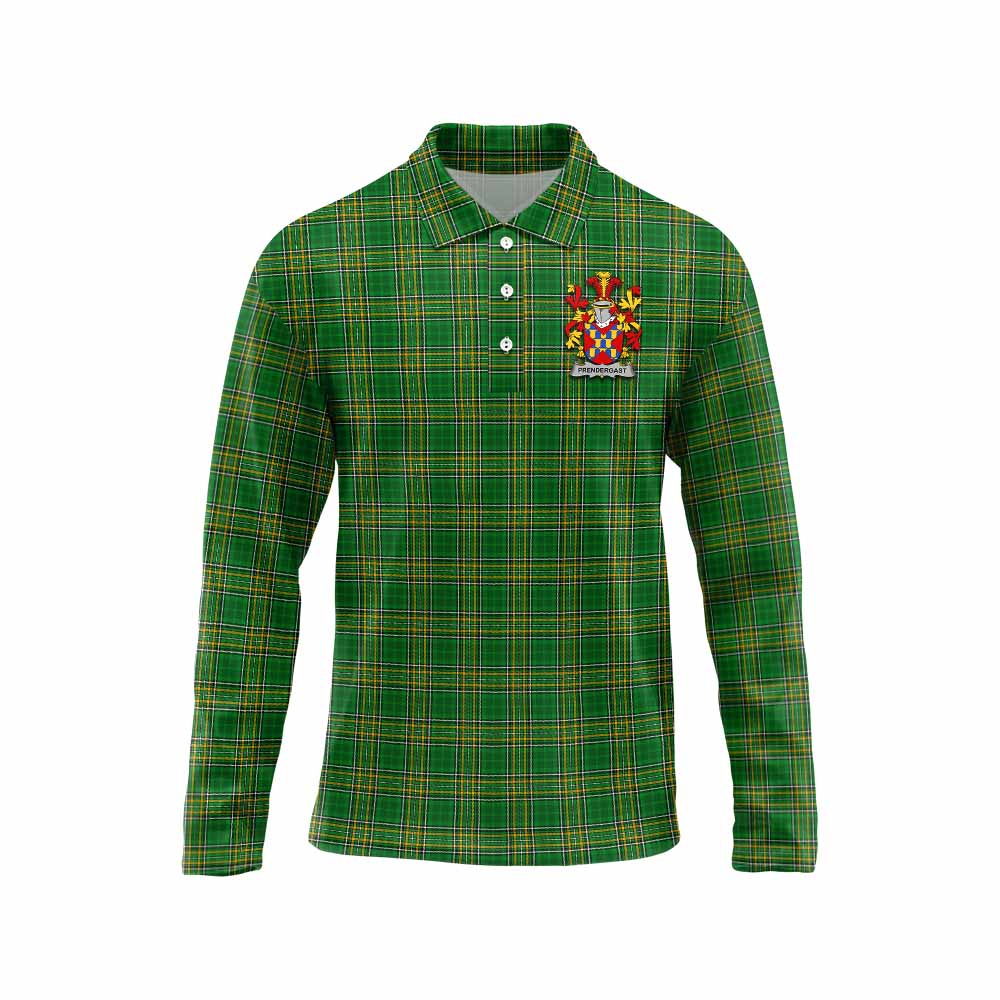 Prendergast Irish Clan Tartan Long Sleeve Polo Shirt with Coat of Arms