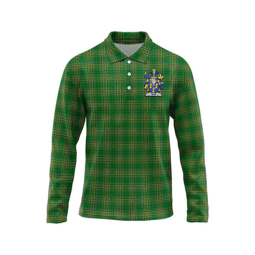 Vane Irish Clan Tartan Long Sleeve Polo Shirt with Coat of Arms