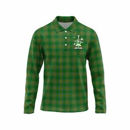 Tully Irish Clan Tartan Long Sleeve Polo Shirt with Coat of Arms