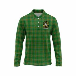 Nixon Irish Clan Tartan Long Sleeve Polo Shirt with Coat of Arms
